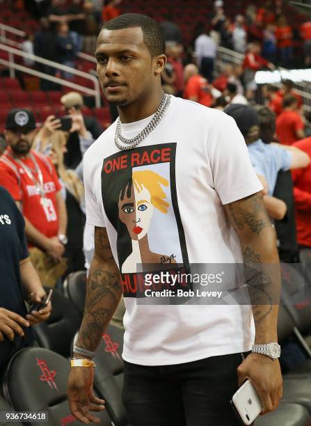 DeShaun Watson of the Houston Texans at Toyota Center on March 22, 2018 in Houston, Texas. NOTE TO USER: User expressly acknowledges and agrees that,...