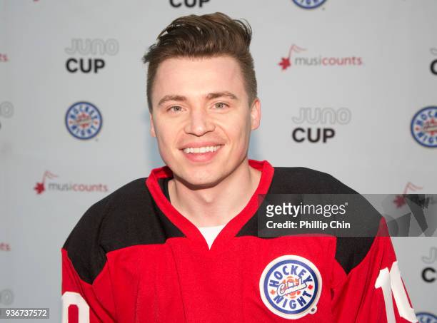 Singer Shawn Hook attends the Juno Cup Practice at Bill Copeland Sports Centre on March 23, 2018 in Burnaby, Canada.
