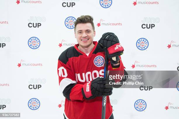 Singer Shawn Hook attends the Juno Cup Practice at Bill Copeland Sports Centre on March 23, 2018 in Burnaby, Canada.