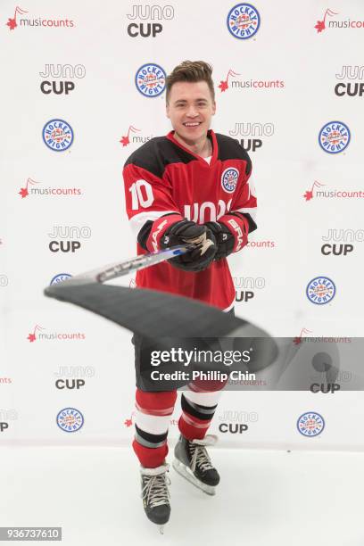 Singer Shawn Hook attends the Juno Cup Practice at Bill Copeland Sports Centre on March 23, 2018 in Burnaby, Canada.