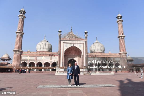 Germany's President Frank-Walter Steinmeier and his wife Elke Budenbender visit Jama Masjid in New Delhi on March 23, 2018.