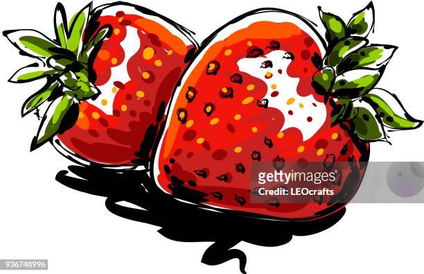 strawberry drawing - strawberry stock illustrations