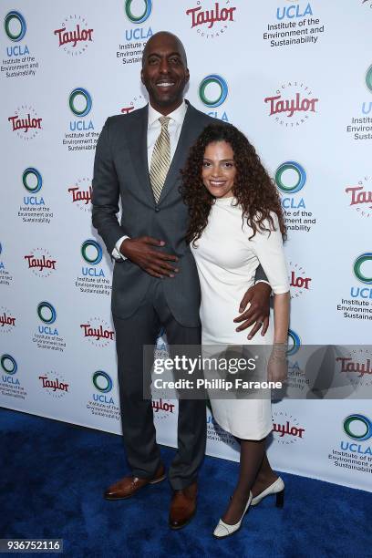 John Salley and Natasha Duffy attend UCLA's 2018 Institute of the Environment and Sustainability Gala on March 22, 2018 in Beverly Hills, California.