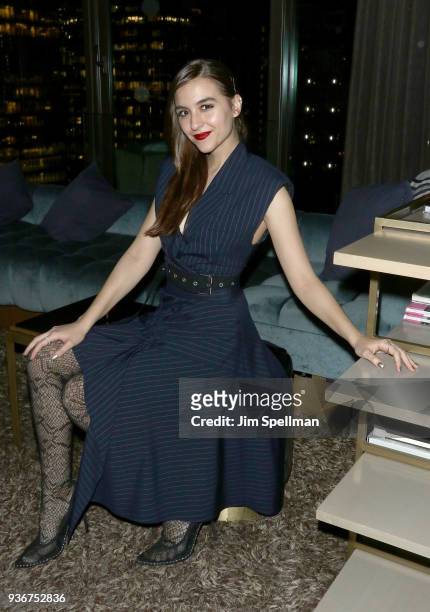 Actress Quinn Shephard attends the screening after party for Global Road Entertainment's "Midnight Sun" hosted by The Cinema Society and Day Owl Rose...