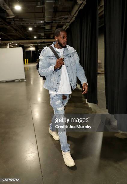 JaMychal Green of the Memphis Grizzlies arrives before the game against the Charlotte Hornets on March 22, 2018 at Spectrum Center in Charlotte,...