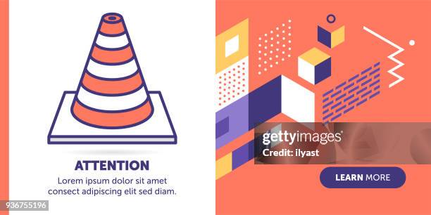 ilustraciones, imágenes clip art, dibujos animados e iconos de stock de atención bandera - cono