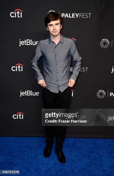 Freddie Highmore attends The Paley Center For Media's 35th Annual PaleyFest Los Angeles "The Good Doctor" at Dolby Theatre on March 22, 2018 in...