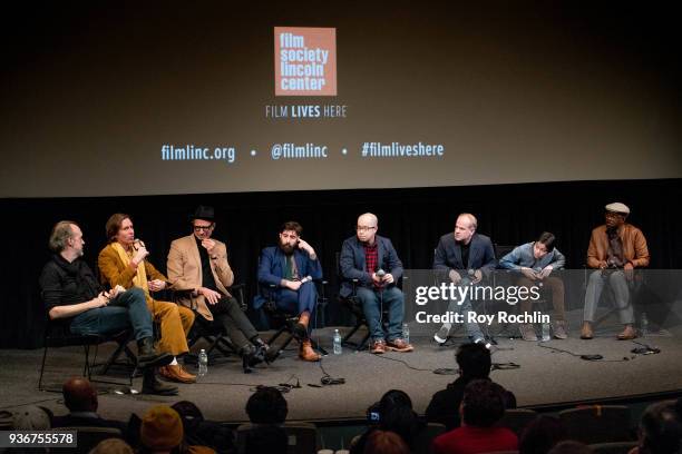 Kent Jones, Wes Anderson, Jeff Goldblum, Jason Schwartzman, Akira Ito, Jeremy Dawson, Koyu Rankin and Courtney B. Vance discuss "Isle Of Dogs" during...