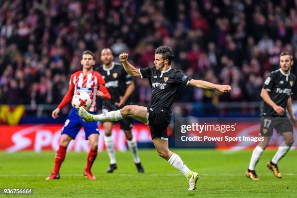 Sebastien Corchia of Sevilla FC in action during the Copa del Rey 2017-18 match between Atletico de Madrid vs Sevilla FC at Wanda Metropolitano...