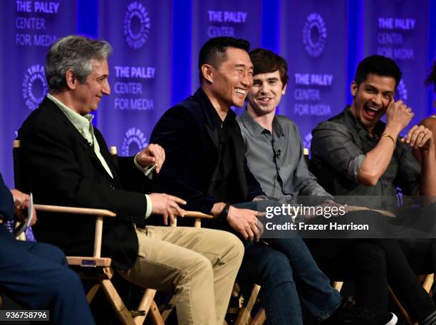 David Shore, Daniel Dae Kim, Freddie Highmore, Nicholas Gonzalez attend The Paley Center For Media's 35th Annual PaleyFest Los Angeles "The Good...