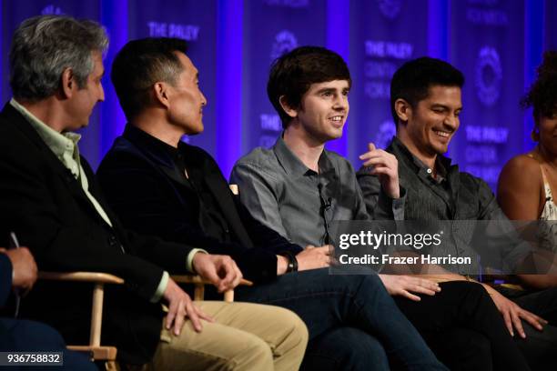 David Shore, Daniel Dae Kim, Freddie Highmore, Nicholas Gonzalez attend The Paley Center For Media's 35th Annual PaleyFest Los Angeles "The Good...