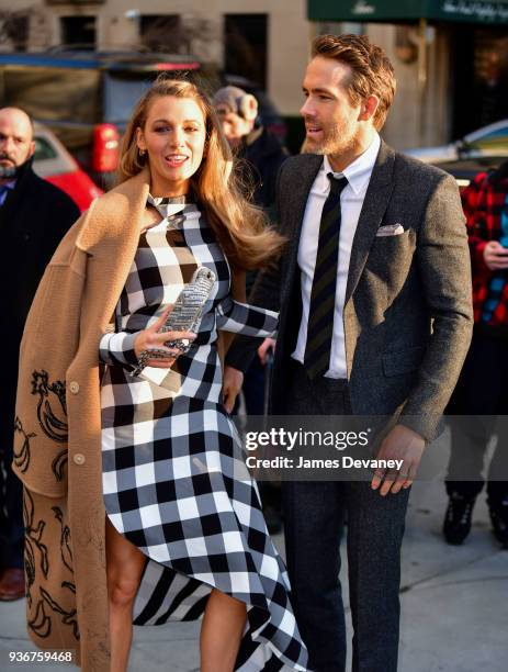 Blake Lively and Ryan Reynolds arrive to the 'Final Portrait' New York screening at Guggenheim Museum on March 22, 2018 in New York City.