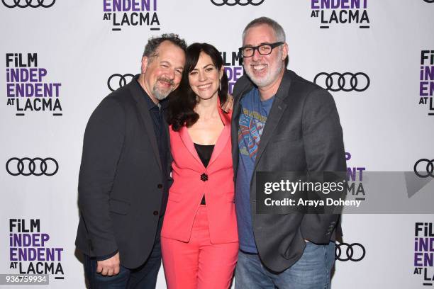 David Costabile, Maggie Siff and Brian Koppelman attend Film Independent at LACMA hosts special screening of "Billions" at Bing Theater At LACMA on...