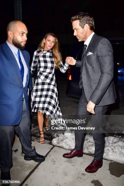 Blake Lively and Ryan Reynolds arrive to the 'Final Portrait' New York screening after party at Levy Gorvy Gallery on March 22, 2018 in New York City.