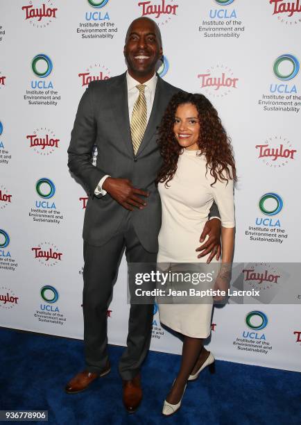 John Salley and Natasha Duffy attend UCLA's 2018 Institute of the Environment and Sustainability Gala on March 22, 2018 in Beverly Hills, California.