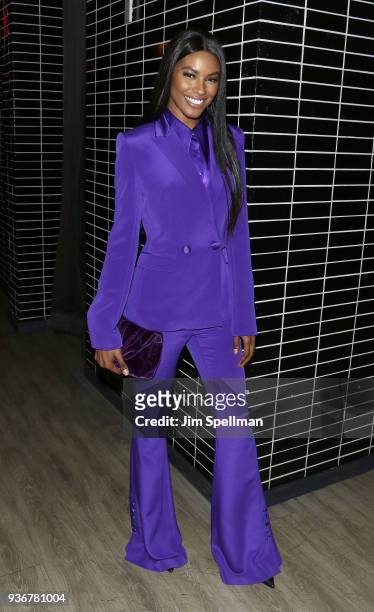 Model Sharam Diniz attends the screening after party for Global Road Entertainment's "Midnight Sun" hosted by The Cinema Society and Day Owl Rose at...
