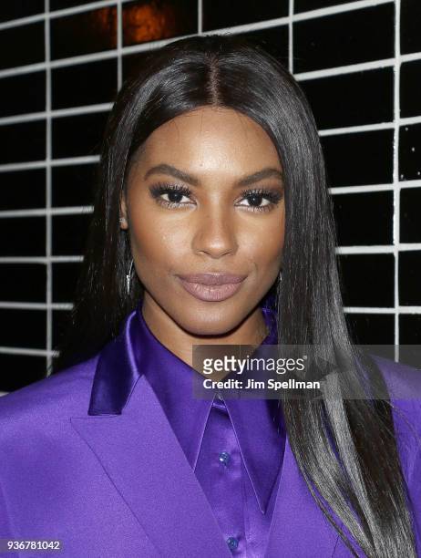 Model Sharam Diniz attends the screening after party for Global Road Entertainment's "Midnight Sun" hosted by The Cinema Society and Day Owl Rose at...