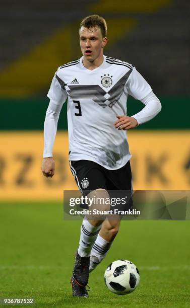 Lukas Klostermann of Germany U21 in action during the 2019 UEFA Under 21 qualification match between U21 Germany and U19 Israel at Eintracht Stadion...