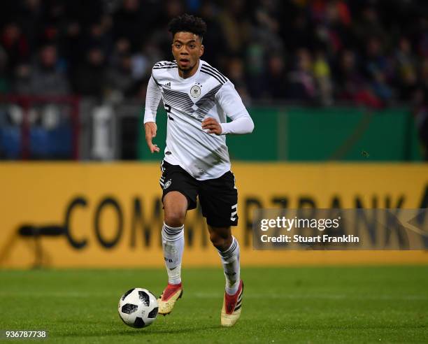 Benjamin Henrichs of Germany U21 in action during the 2019 UEFA Under 21 qualification match between U21 Germany and U19 Israel at Eintracht Stadion...