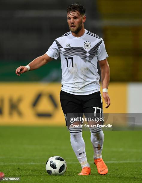 Eduard Loewen of Germany U21 in action during the 2019 UEFA Under 21 qualification match between U21 Germany and U19 Israel at Eintracht Stadion on...