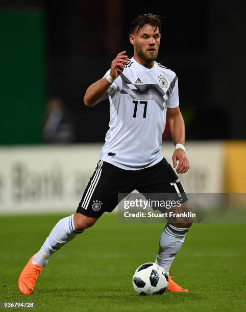 Eduard Loewen of Germany U21 in action during the 2019 UEFA Under 21 qualification match between U21 Germany and U19 Israel at Eintracht Stadion on...