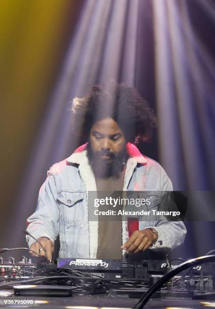 Jillionaire performs on stage during the Diplo Launch of His Exclusive SiriusXM Channel Diplo's Revolution At The Faena Theater on March 22, 2018 in...