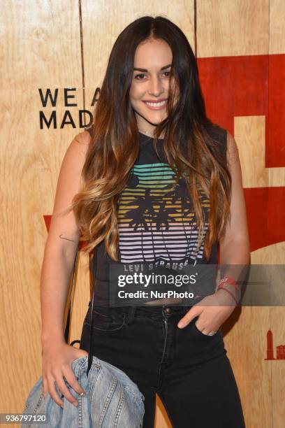 Actress Zuria Vega is seen arriving at the red carpet for opening of the store Levi's in the Historic Center of the City of mexico on March 22, 2018...