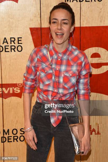Actress Cecilia Suarez is seen arriving at the red carpet for opening of the store Levi's in the Historic Center of the City of mexico on March 22,...