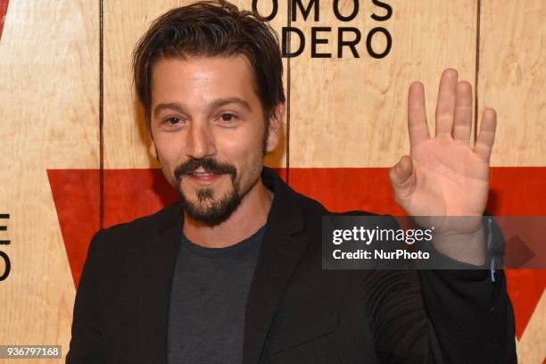 Actor Diego Luna is seen arriving at the red carpet for opening of the store Levi's in the Historic Center of the City of mexico on March 22, 2018 in...