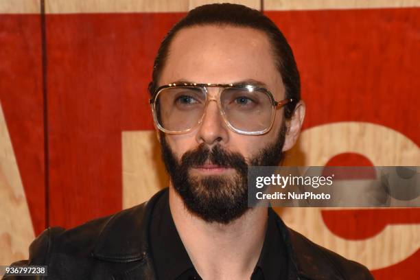 Singer Jay de la Cueva is seen arriving at the red carpet for opening of the store Levi's in the Historic Center of the City of mexico on March 22,...