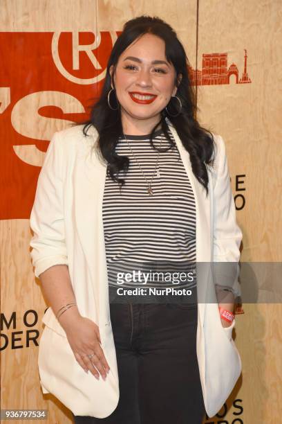 Singer Carla Morrison is seen arriving at the red carpet for opening of the store Levi's in the Historic Center of the City of mexico on March 22,...