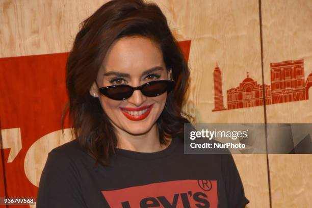 Actress Ana de la Reguera is seen arriving at the red carpet for opening of the store Levi's in the Historic Center of the City of mexico on March...