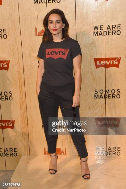 Actress Ana de la Reguera is seen arriving at the red carpet for opening of the store Levi's in the Historic Center of the City of mexico on March...