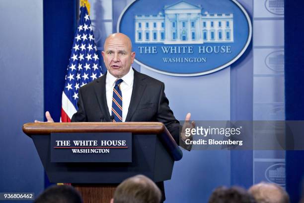 McMaster, national security advisor, speaks during a White House press briefing in Washington, D.C., U.S., on Thursday, Nov. 2, 2017. President...