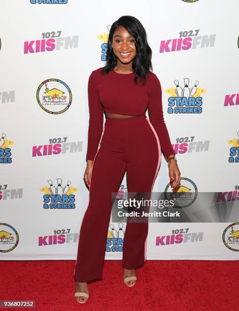 Normani Kordei attends A Place Called Home's 12th Annual Stars & Strikes Celebrity Bowling Event at PINZ Bowling & Entertainment Center on March 22,...