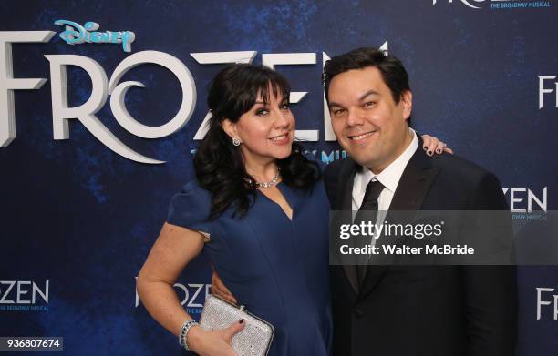 Kristen Anderson-Lopez and Robert Lopez attend the Broadway Opening Night After Party for 'Frozen' at Terminal 5 on March 22, 2018 in New York City.