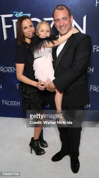 Boogie Tillmon, Betty Parker and Trey Parker attend the Broadway Opening Night After Party for 'Frozen' at Terminal 5 on March 22, 2018 in New York...