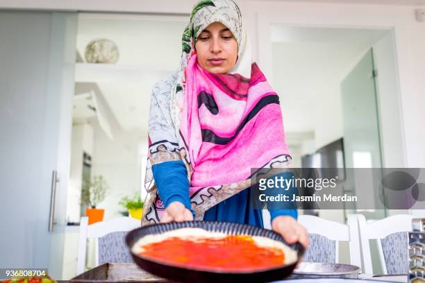 Muslim woman making food