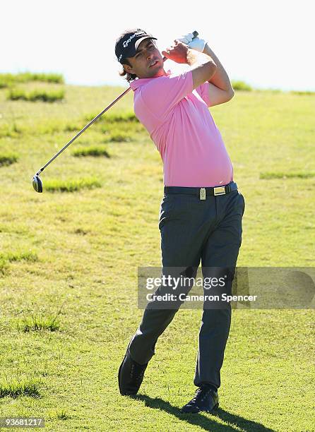 Matthew Goggin of Australia plays an approach shot during the first round of the 2009 Australian Open at New South Wales Golf Club on December 3,...