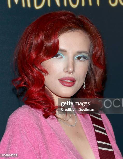 Actress Bella Thorne attends the screening of Global Road Entertainment's "Midnight Sun" hosted by The Cinema Society and Day Owl Rose at The...