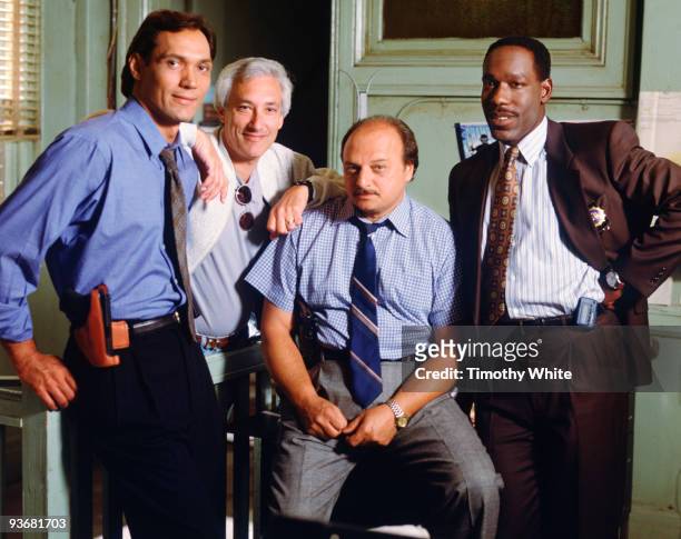 Gallery - Season Two - 9/11/94, Jimmy Smits joined executive producer Steven Bochco and co-stars Dennis Franz and James McDaniel on the set of the...
