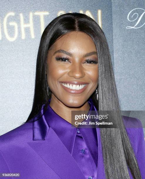 Model Sharam Diniz attends the screening of Global Road Entertainment's "Midnight Sun" hosted by The Cinema Society and Day Owl Rose at The Landmark...