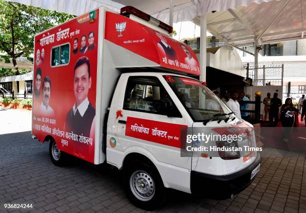 Garibo Ka Doctor" a Mobile clinic launched by Ram Kadam by the hands of CM Devendra Fadnavis during the budget session at Vidhan Bhavan, on March 22,...