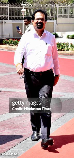 Mayor of Mumbai, Vishwanath Mahadeshwar during the budget session at Vidhan Bhavan, on March 22, 2018 in Mumbai, India.