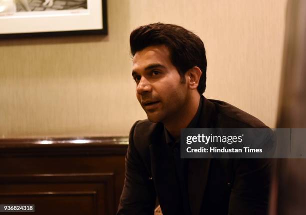 Bollywood actor Rajkummar Rao during an interview with HT City-Hindustan Times at the trailer launch of Omerta, on March 14, 2018 in New Delhi,...