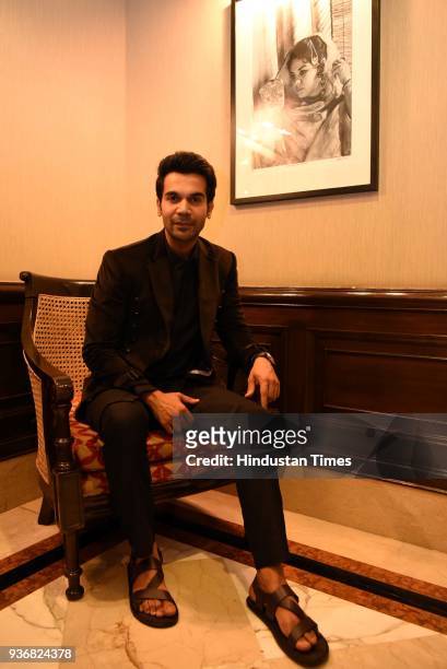 Bollywood actor Rajkummar Rao during an interview with HT City-Hindustan Times at the trailer launch of Omerta, on March 14, 2018 in New Delhi,...