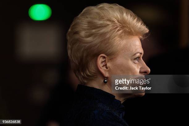 President of Lithuania, Dalia Grybauskaite arrives at the Council of the European Union on the final day of the European Council leaders' summit on...