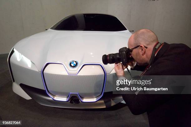 Annual Account Press Conference of BMW Group. In the spotlight, the BMW i4, the electric car of the future.
