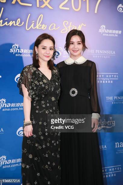 Singer Gillian Chung and singer Charlene Choi attend 2017 Hong Kong Weibo Awards Ceremony on March 22, 2018 in Hong Kong, China.