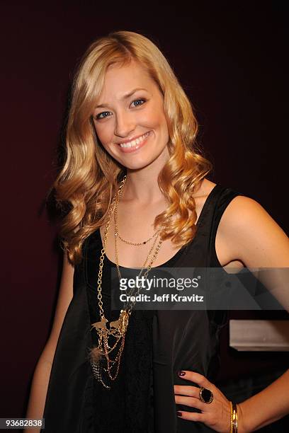 Actress Beth Behrs attends the celebration of "American Pie Presents: The Book Of Love" Blu-ray/DVD release on December 2, 2009 in Santa Monica,...